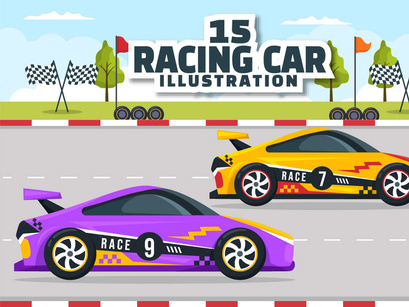 15 Formula Racing Sport Car Illustration