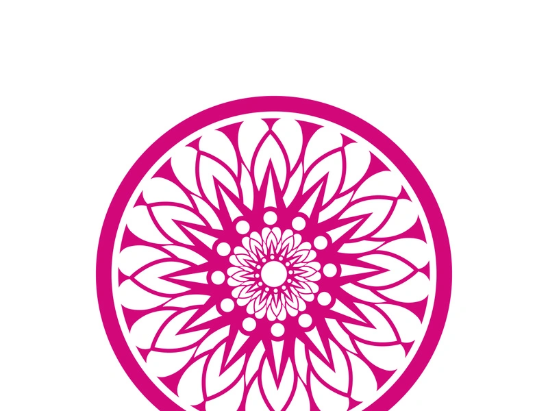 Traditional Asian colorful floral pattern Stained glass mosaic logo tile design inspiration