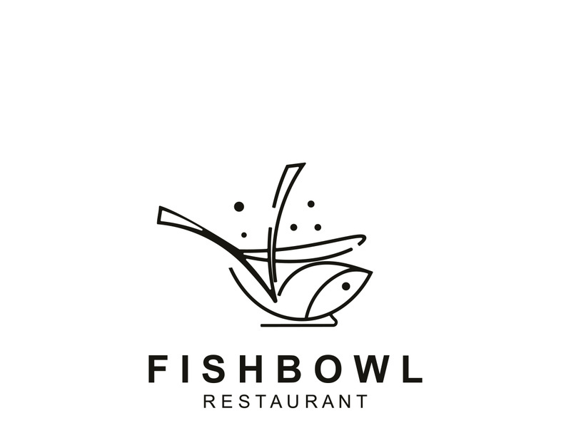 Fish Bowl logo with Chopstick, Japanese restaurant Poke Sushi Seafood unique design
