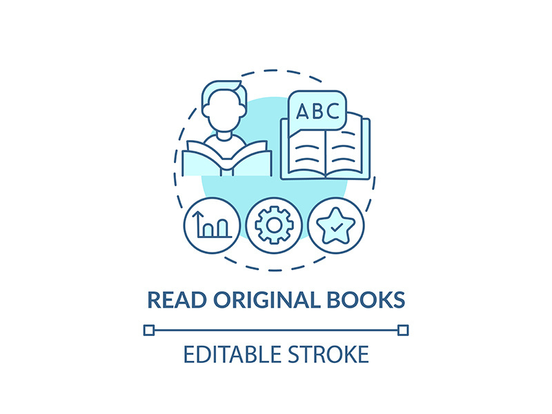 Reading original books concept icon