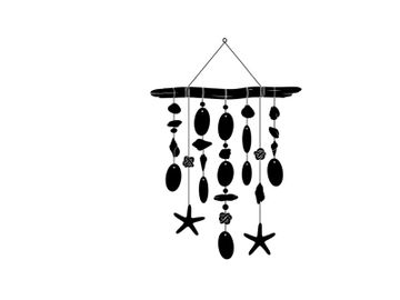 Silhouette of a seashell and starfish wind chime decoration preview picture