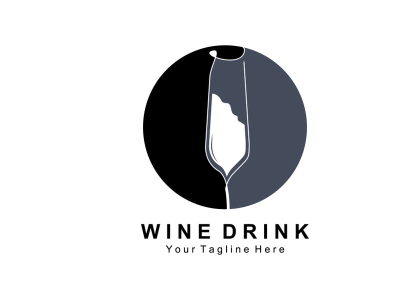 Beverage Wine Logo Design, Glass Illustration, Alcohol Drink Bottle, Company Product Vector
