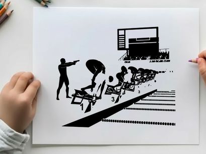 Silhouette of athletes at the starting line of a race