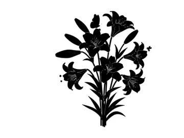 Silhouette of a bouquet of flowers with multiple blooms and leaves preview picture