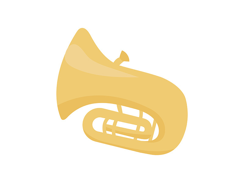 Tuba musical instrument semi flat color vector object