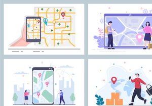 21 GPS Navigation Map and Compass Vector Illustration