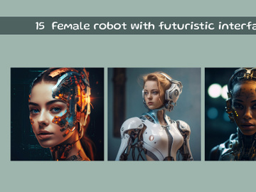 Female robot with futuristic interface preview picture