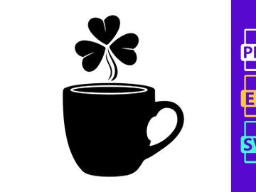 Mug of coffee with a shamrock leaf preview picture