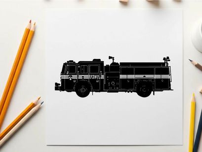 Silhouette of a fire truck vehicle emergency response