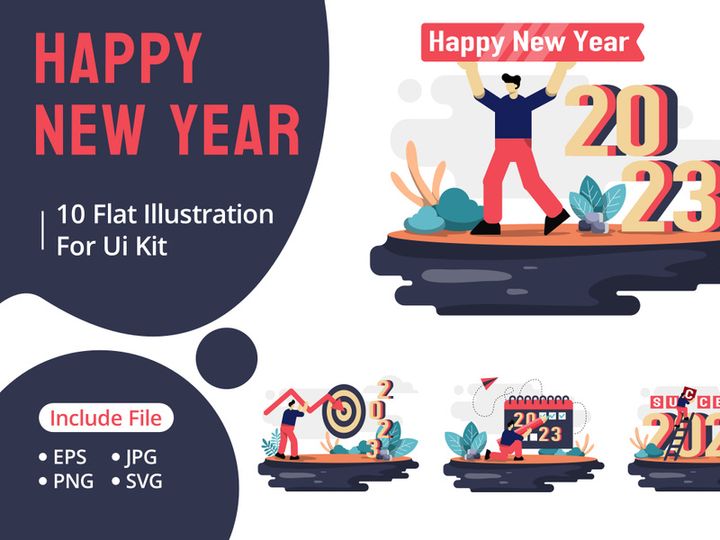 Happy new year 2023 flat illustration
