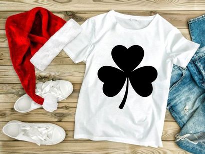 Minimalist black clover leaf symbol on white background design