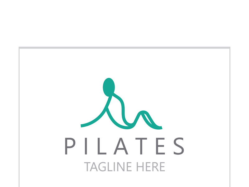 Abstract Pilates Logo, Yoga identity body balance vector monoline Design Template. wellness lifestyle