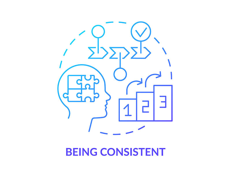 Being consistent blue gradient concept icon