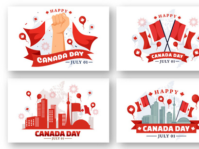 12 Happy Canada Day Illustration