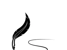 Feather quill design icon and logo illustration classic stationery