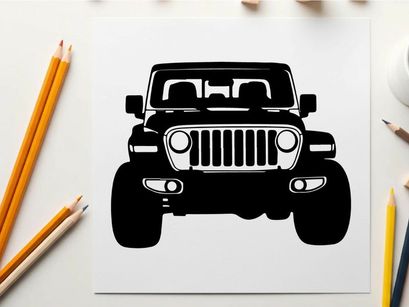 Silhouette of a jeep wrangler with front view