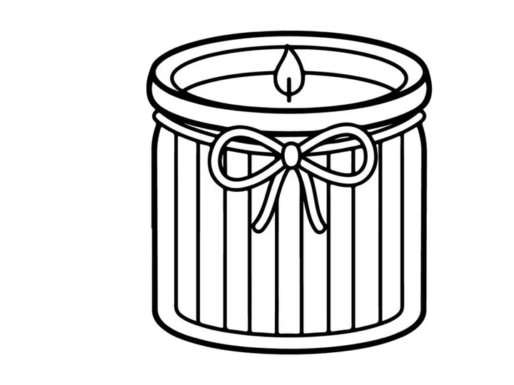 Scented candle icon. Minimalist line art illustration of a decorative wax candle.