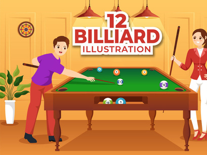 12 Billiards Game Illustration