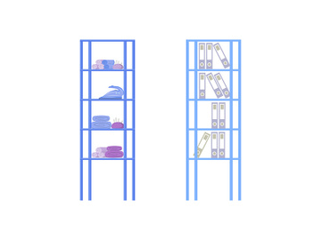 Designer studio shelves flat color vector object set preview picture