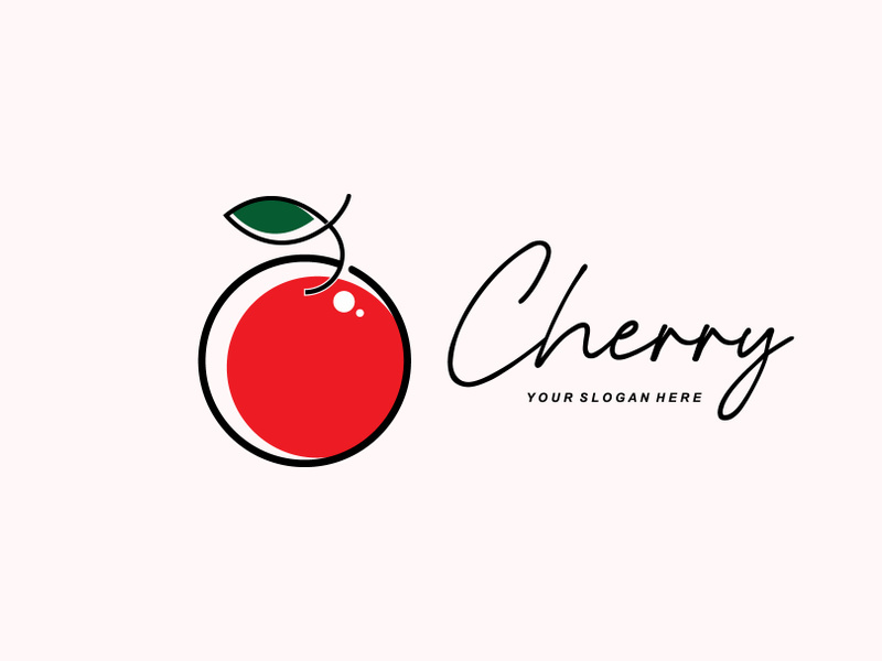 Cherry Fruit logo, Red Colored plant vector illustration, Fruit Shop Design, Company, Sticker, Product Brand