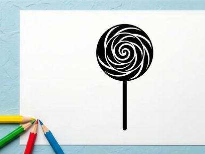Black and White Spiral Lollipop Close-Up for Advertising and Design