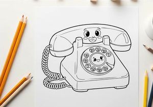 Cute retro phone smiling vector illustration flat design