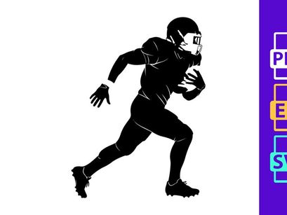 American football player running with ball in hand