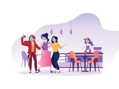 M105_People wearing mask Illustrations