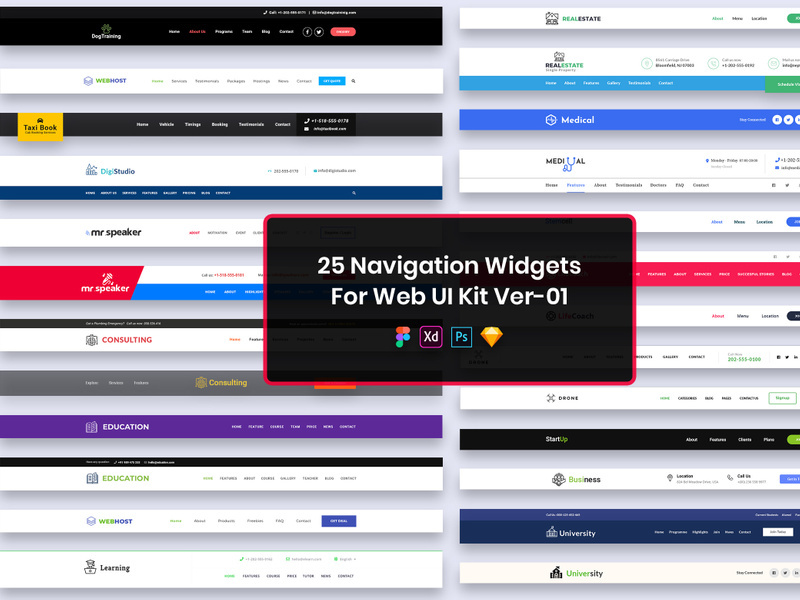 25 Navigations Widgets for Web UI Kit Ver-01
