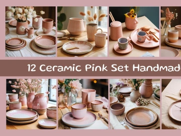 Ceramic Pink Set Handmade preview picture