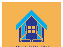 logo icon illustration house paint with a blend of brushes and rollers for house wall paint design, minimalist house, painting, interior, building, property business, wallpaper, vector concept