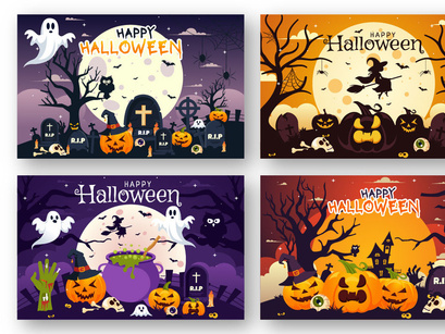 14 Halloween Night Background Illustration