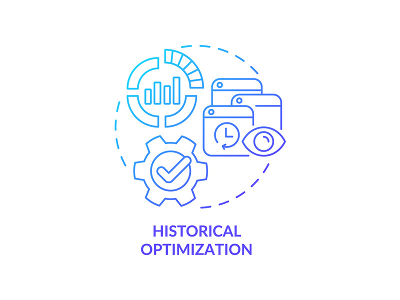 Historical optimization blue gradient concept icon