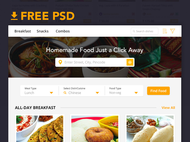 Food App Landing page