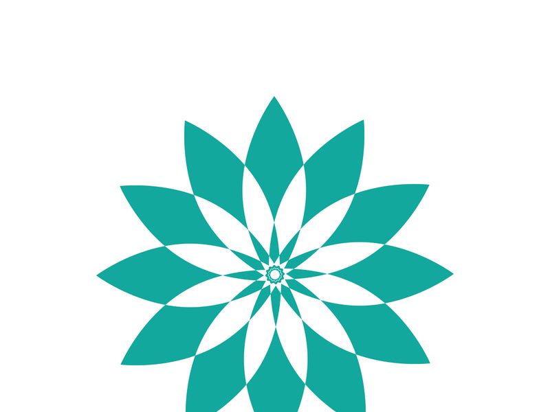 Traditional Asian colorful floral pattern Stained glass mosaic logo tile design inspiration