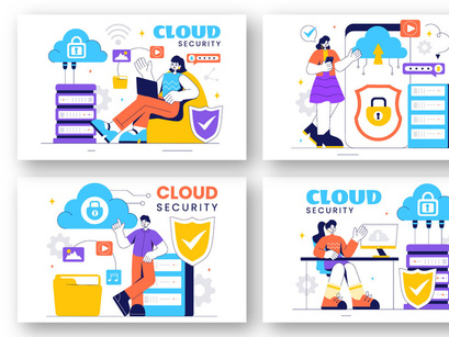 13 Digital Cloud Security Illustration