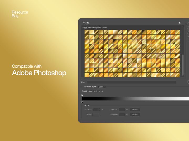 200 Gold Photoshop Gradients