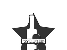 Wine bottle and glass logo design icon