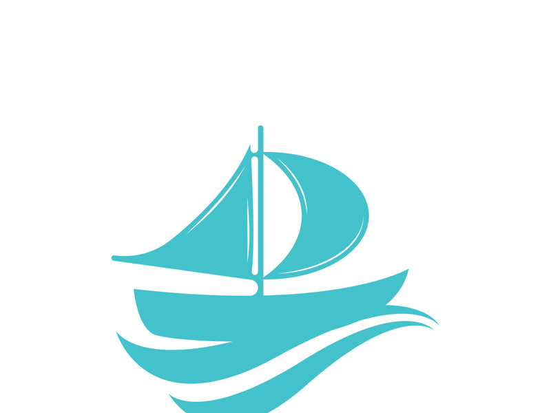 Sailboat boat on sea ocean wave with logo design simple ship
