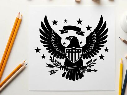 American eagle silhouette with stars and shield emblem