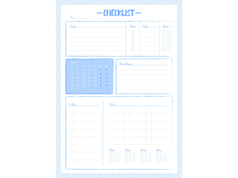 Blue checklist creative planner page design