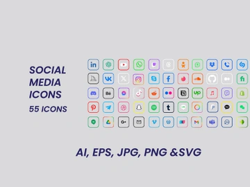 Popular Social Media Logo Icons Pack preview picture