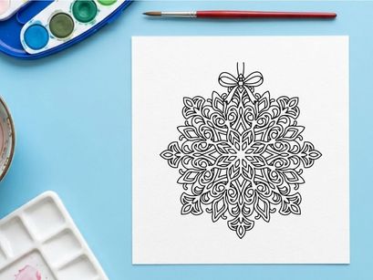 Elegant white snowflake ornament design for Christmas holiday winter decor and festive crafts