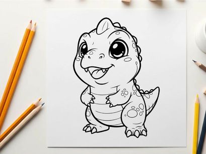 Cute baby dinosaur smiling happy vector illustration