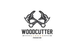 Ax Logo, Wood Cutting Tool Black Silhouette, Lumberjack Vector