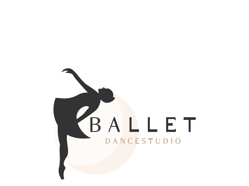 Ballet Dance studio logo design. Silhouette of a girl Dancing class abstract figure illustration