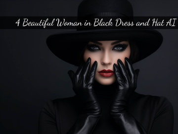 Beautiful woman in black dress and hat preview picture
