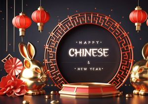 PSD 3d rendaring realistic chinese new year background bundles