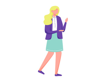 Teenager girl in school uniform flat vector illustration preview picture