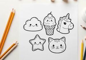 Cute food and animal icons vector illustration flat design